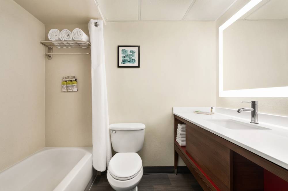 Our guest bathrooms have plenty of counter space t