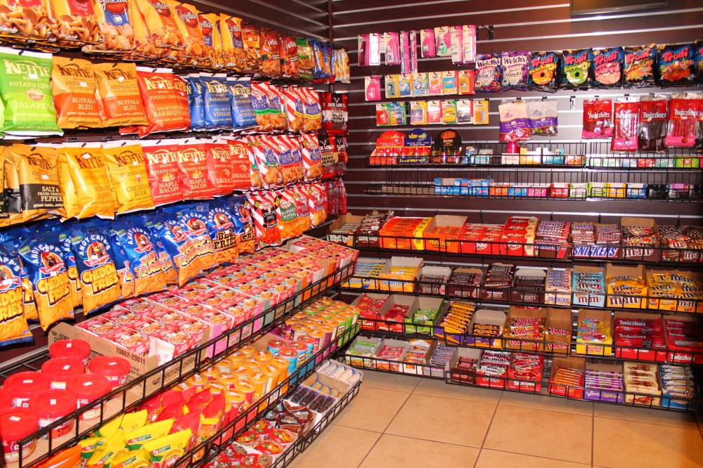 We have chips, sodas, candy, and much more.