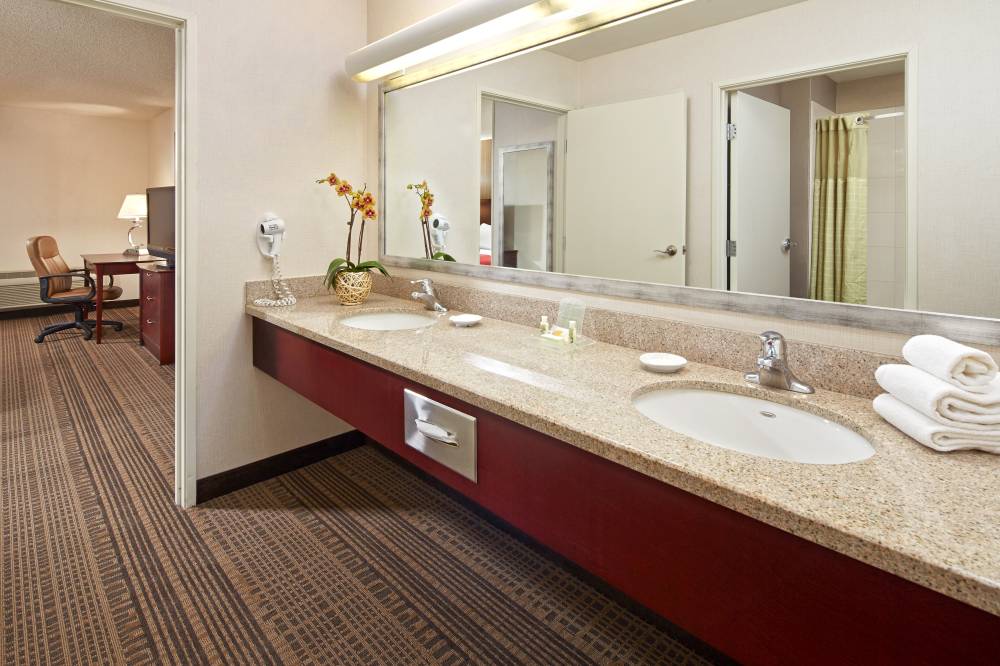 Our guest bathrooms have plenty of counter space t