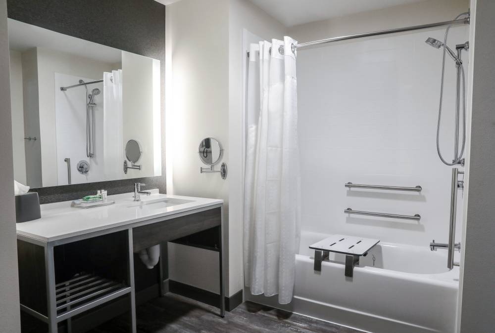 Spacious accessible guest bathroom 