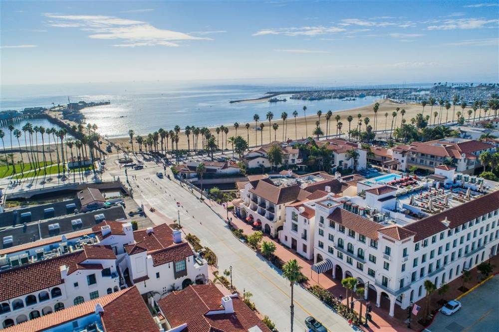 Aerial of Californian Building and Marina