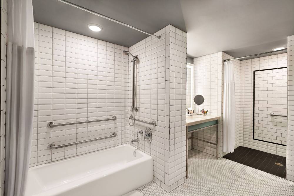 Accessible Guest Room Bathroom - Tub & Roll-In Sho