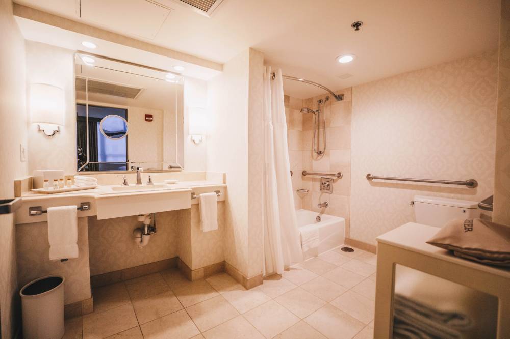 ADA Mobility Accessible Bathroom with Tub and grab