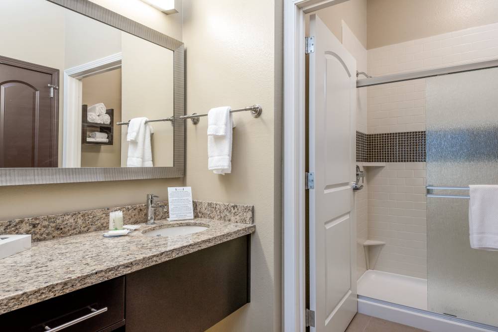 One of guest bathrooms at Staybridge Suites Eau Cl