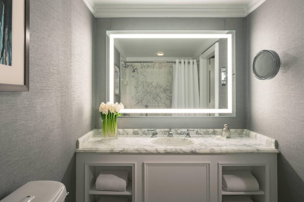 Guest Room Bathroom White Flowers